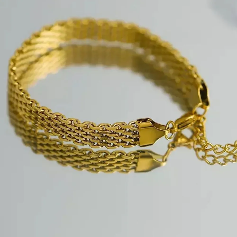 💎206💎 18K Gold Plated Rolo Chunky Link Bracelet - Picture 6 of 16